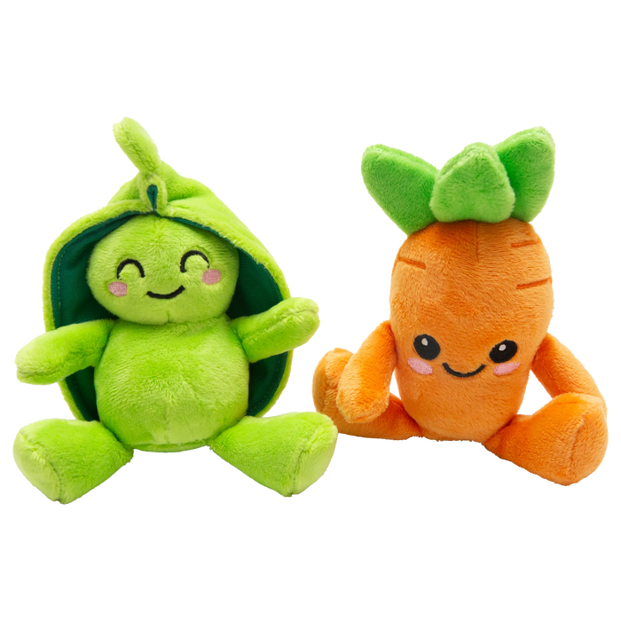 Pea & Carrot Plush Dog Toys 2-Pack