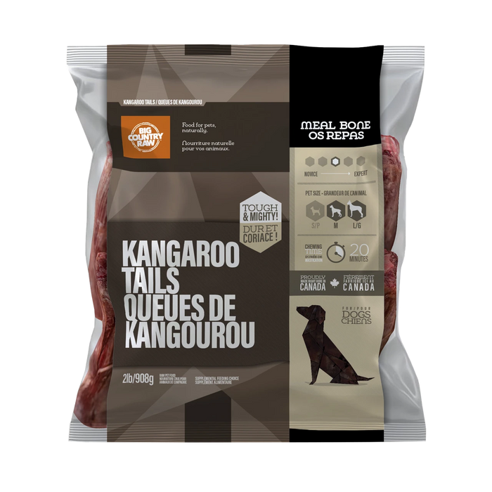 Big Country Raw frozen kangaroo tails in a 2 lb 908 g bag