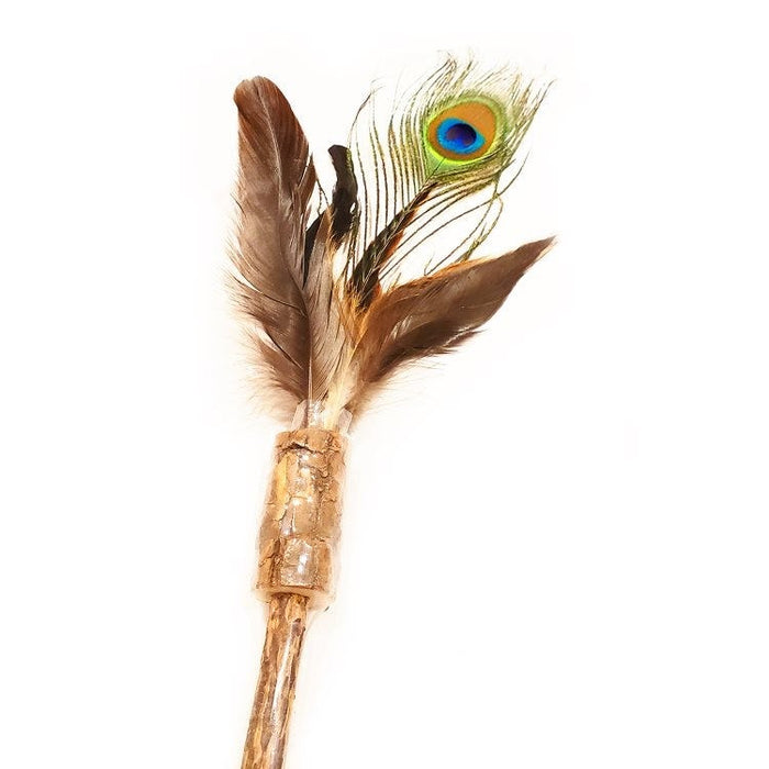 Define Planet Peacock Feather with Silvervine Rod Wand