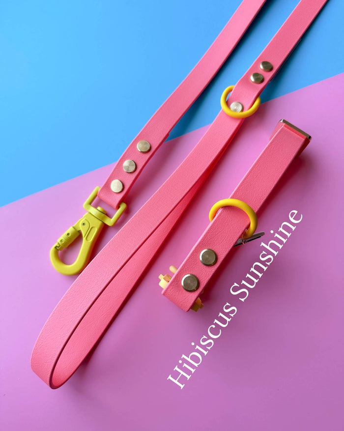 WATERPROOF DOG LEASH - FLORA - HIBISCUS SUNSHINE