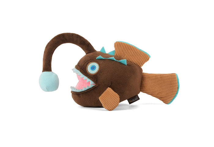 P.L.A.Y. Ocean Buddies brown and turquoise angler fish plush dog toy